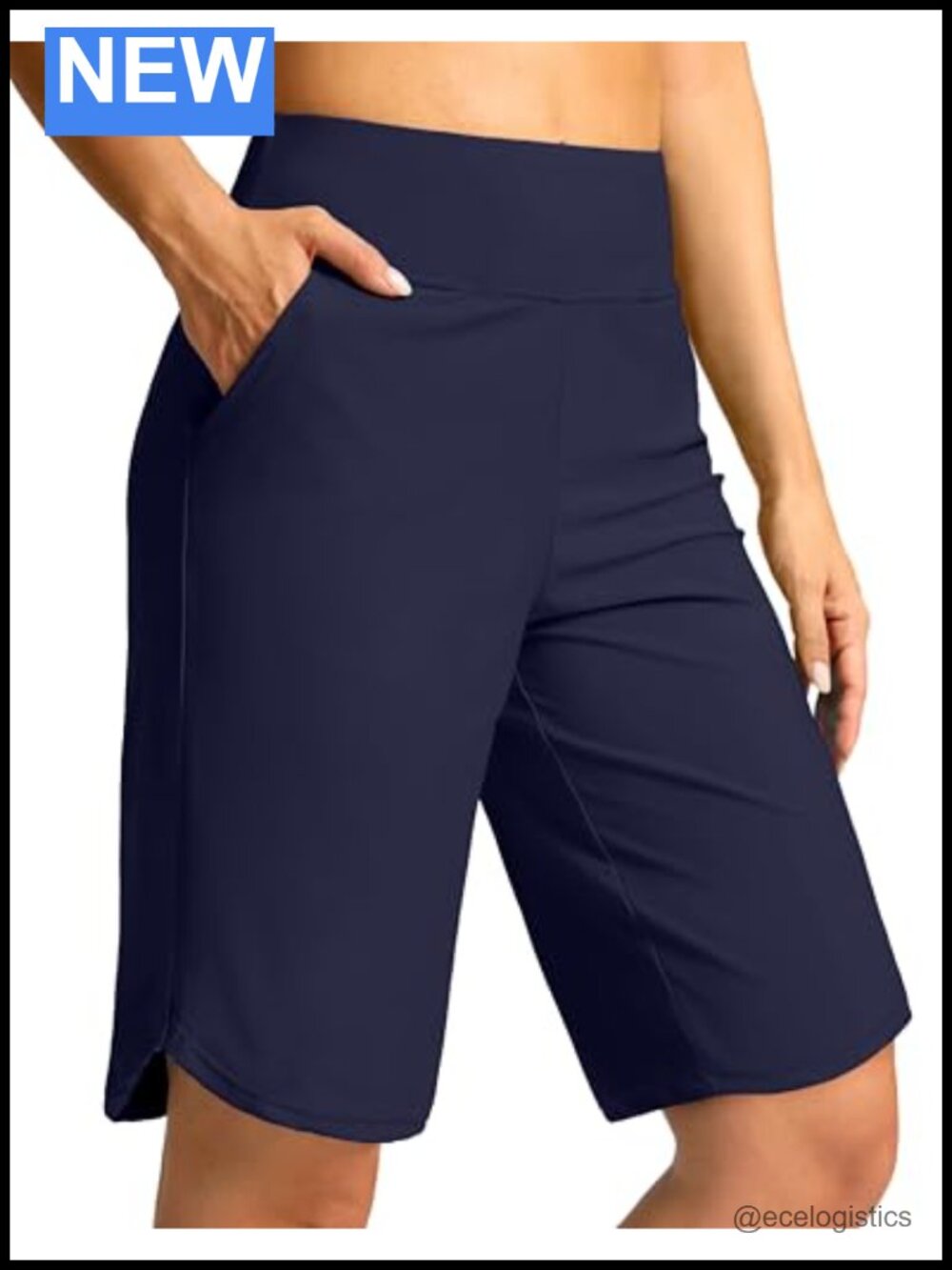 Women's 11" Board Shorts High Waisted Tummy Control Quick Dry UPF50+ Pockets